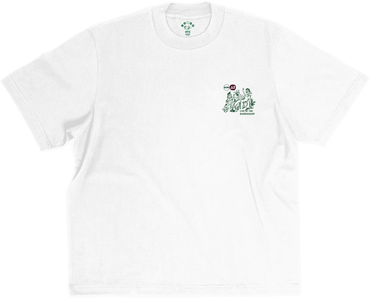 Knowledge Antibiotic Smile Barbershop T-Shirt White