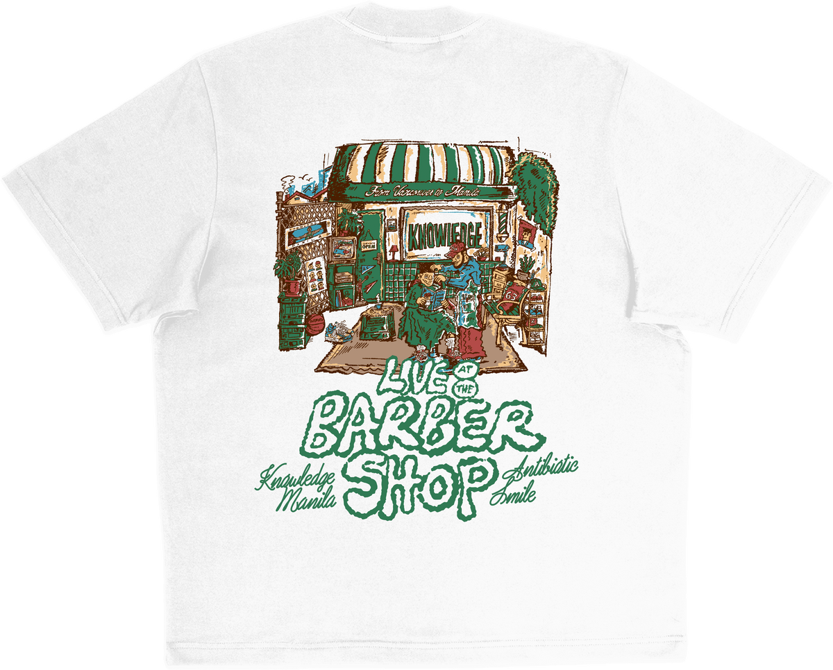 Knowledge Antibiotic Smile Barbershop T-Shirt White